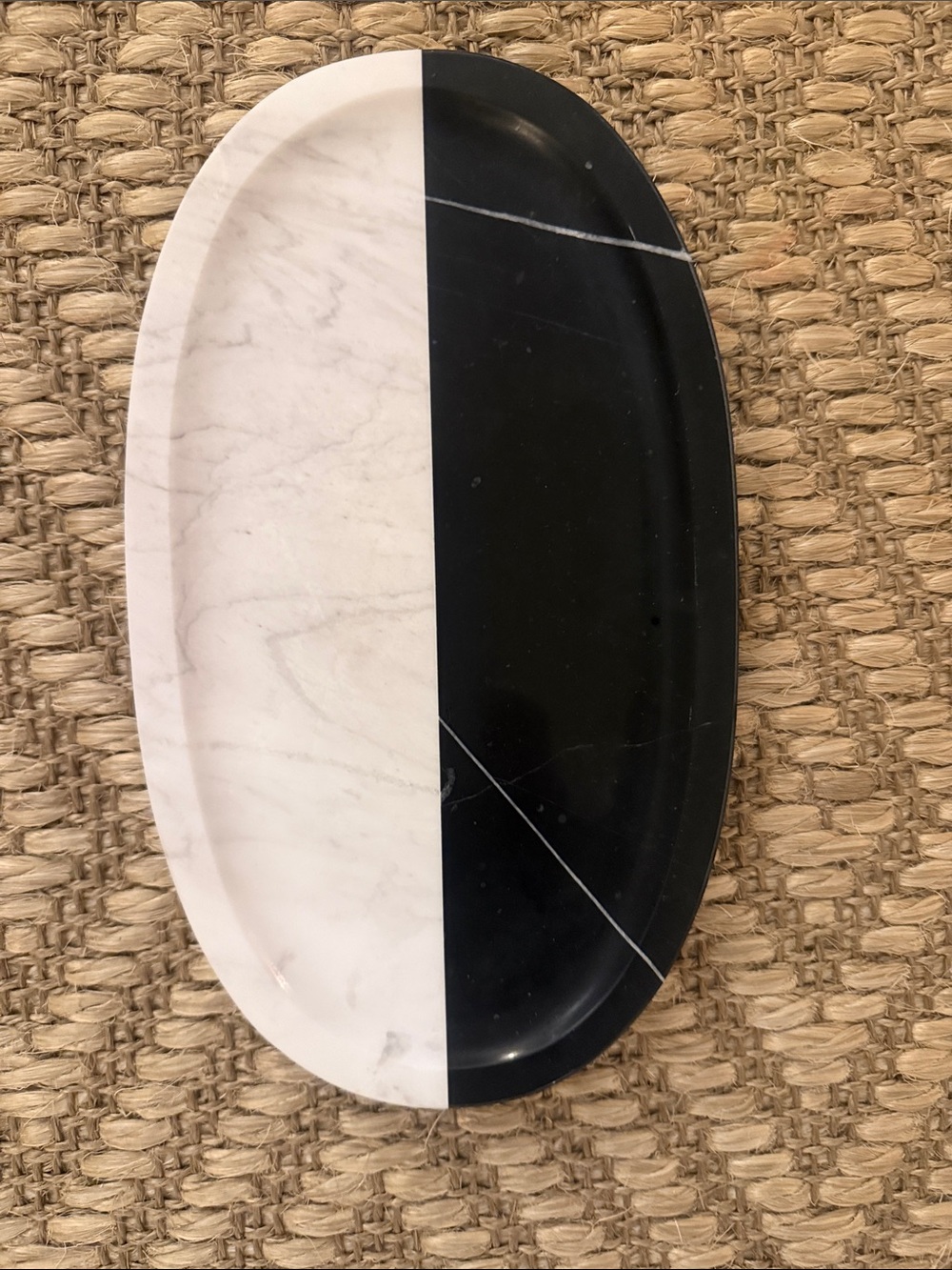 Jonathan Adler Black and White Marble Oval Tray